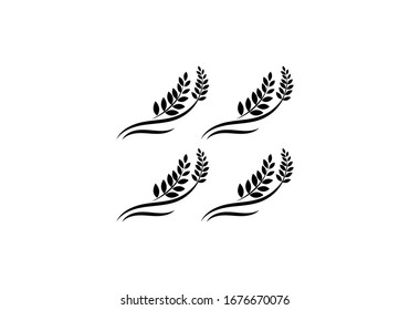 Wheat Ears Icon and Logo. For Identity Style of Natural Product Company and Farm Company. Agricultural symbols isolated on white background.