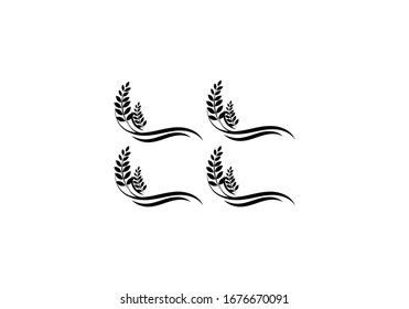 Wheat Ears Icon and Logo. For Identity Style of Natural Product Company and Farm Company. Agricultural symbols isolated on white background.