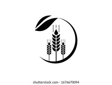 Wheat Ears Icon and Logo. For Identity Style of Natural Product Company and Farm Company. Agricultural symbols isolated on white background.