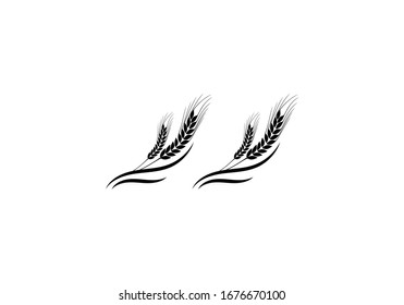 Wheat Ears Icon and Logo. For Identity Style of Natural Product Company and Farm Company. Agricultural symbols isolated on white background.