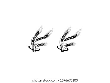 Wheat Ears Icon and Logo. For Identity Style of Natural Product Company and Farm Company. Agricultural symbols isolated on white background.
