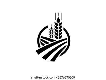 Wheat Ears Icon and Logo. For Identity Style of Natural Product Company and Farm Company. Agricultural symbols isolated on white background.