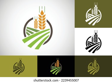 Wheat Ears Icon and Logo. For Identity Style of Natural Product Company and Farm Company. Agricultural symbols