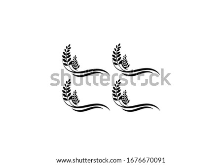 Wheat Ears Icon and Logo. For Identity Style of Natural Product Company and Farm Company. Agricultural symbols isolated on white background.