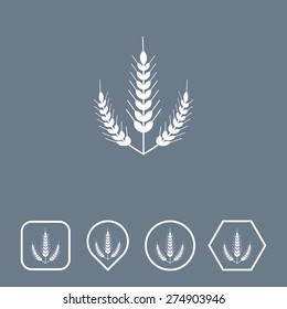 Wheat Ears Icon on Flat UI Colors with Different Shapes. Eps-10.