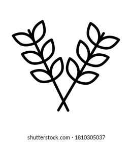 wheat ears icon over white background, line style, vector illustration
