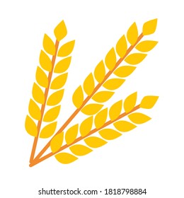 wheat ears icon over white background, flat style, vector illustration