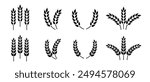 Wheat ears icon set. Wheat logo. Grain spikes set icons.Grain icon. Agriculture symbol. vector illustration