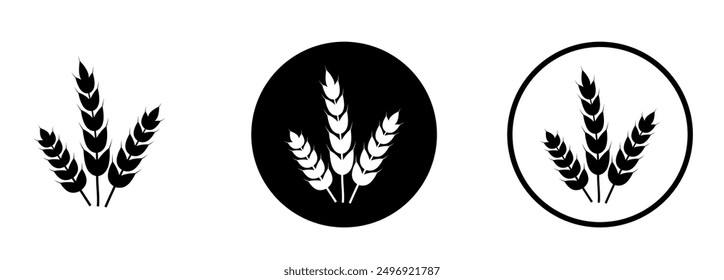 Wheat ears icon set. Wheat logo. Grain spikes set icons.Grain icon. Agriculture symbol. vector illustration