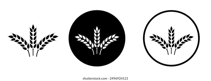 Wheat ears icon set. Wheat logo. Grain spikes set icons.Grain icon. Agriculture symbol. vector illustration