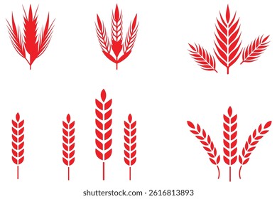 Wheat ears icon set. Wheat logo. Grain spikes set icons.Grain icon. Agriculture symbol. vector illustration