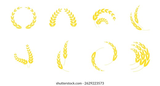 Wheat ears icon set. Wheat logo. Grain spikes set icons .Grain icon . eps 10  