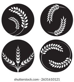 Conjunto de ícones de orelhas de trigo. Logotipo do trigo. Os picos de grãos definem ícones. Ícone Granulado. Símbolo agrícola. ilustração vetorial.