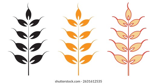 Wheat ears icon set. Wheat logo. Grain spikes set icons. Grain icon. Agriculture symbol. vector illustration.