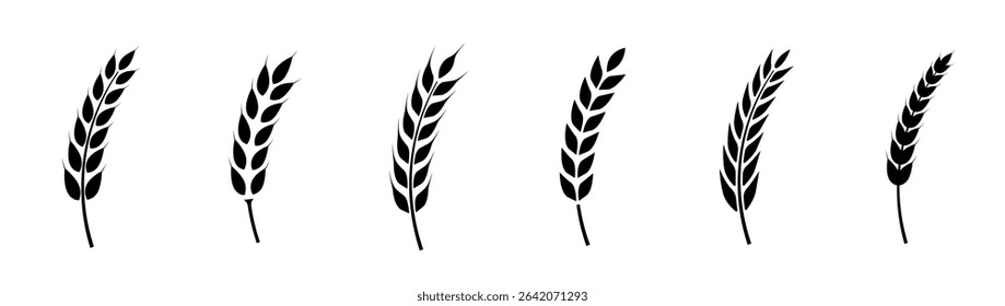 Wheat ears icon set. Wheat logo. Grain spikes set icons.Grain icon. Agriculture symbol. vector illustration
