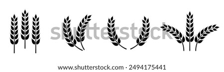 Wheat ears icon set. Wheat logo. Grain spikes set icons.Grain icon. Agriculture symbol. vector illustration