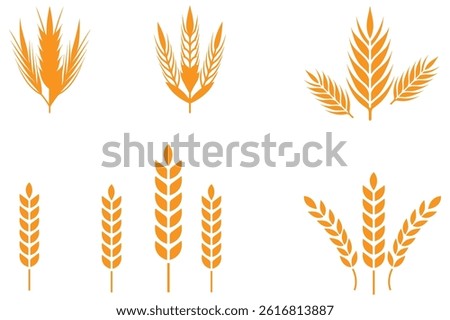 Wheat ears icon set. Wheat logo. Grain spikes set icons.Grain icon. Agriculture symbol. vector illustration