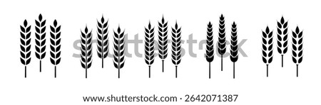 Wheat ears icon set. Wheat logo. Grain spikes set icons.Grain icon. Agriculture symbol. vector illustration