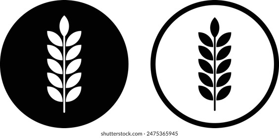 Wheat ears icon set in two styles . Spike wheat icon . Vector illustration