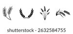Wheat ears icon set. Vector illustration of wheat ear, perfect for bakery logos, organic labels, and rural-themed designs.