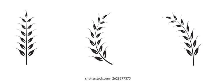 Wheat ears icon set. vector illustration on white background. 