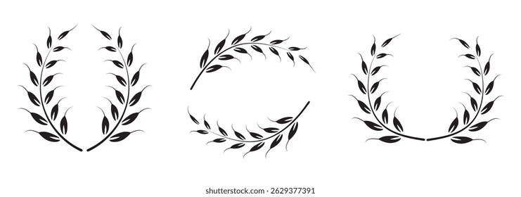 Conjunto de ícones de orelhas de trigo. ilustração vetorial em fundo branco. 