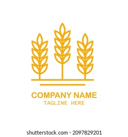 Weizenähren Symbol Vektorgrafik Logo Vorlage. Linie Ganzkornsymbol Illustration für Bio-Öko-Bäckerei, Landwirtschaft, Bier auf weißem Hintergrund.