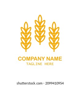 Wheat ears icon vector farm logo template. Line whole grain symbol illustration for organic eco bakery business, agriculture, beer on white background.