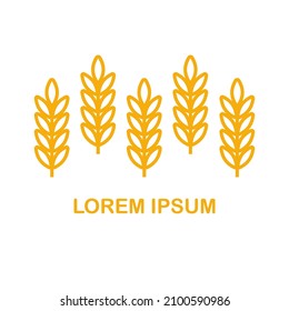 Weizenähren Symbol Vektorgrafik Logo Vorlage. Linie Ganzkornsymbol Illustration für Bio-Öko-Bäckerei, Landwirtschaft, Bier auf weißem Hintergrund.