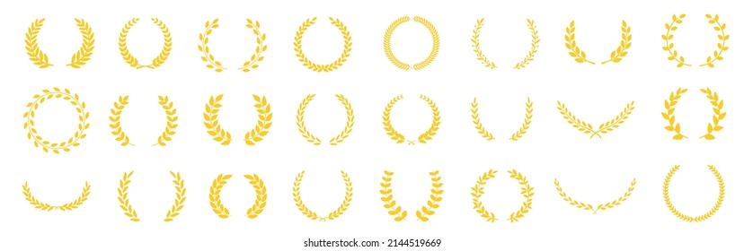 Wheat ears icons, bread agriculture and natural