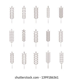 Wheat Ears Icons and Logo Set. For Identity Style of Natural Product Company and Farm Company. Organic wheat, bread agriculture and natural eat. 