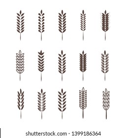 Wheat Ears Icons and Logo Set. For Identity Style of Natural Product Company and Farm Company. Organic wheat, bread agriculture and natural eat. 