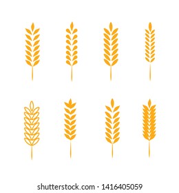 Wheat Ears Icons and Logo Set. For Identity Style of Natural Product Company and Farm Company. Organic wheat, bread agriculture and natural eat. 