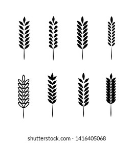 Wheat Ears Icons and Logo Set. For Identity Style of Natural Product Company and Farm Company. Organic wheat, bread agriculture and natural eat. 