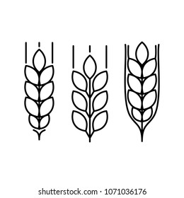 wheat ears icons set on white background