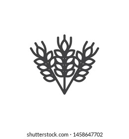 Wheat Ears line icon. linear style sign for mobile concept and web design. Malt, barley outline vector icon. Agriculture wheat symbol, logo illustration. Vector graphics