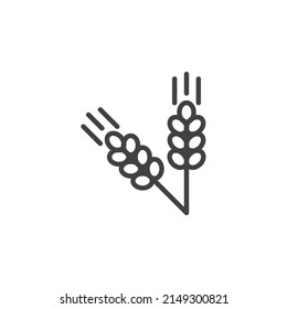 Wheat ears line icon. linear style sign for mobile concept and web design. Wheat harvest outline vector icon. Symbol, logo illustration. vector graphics