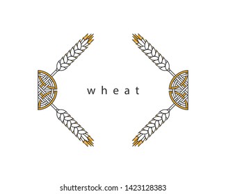 Wheat ears. Line style design element for bakery, brewery, wheat products.