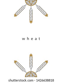 Wheat ears. Line style design element for bakery, brewery, wheat products.