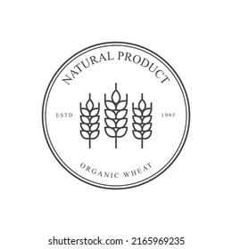 Wheat ears linear logo for business, agriculture, beer, bakery, Gluten free.