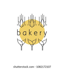 Wheat ears. Linear vector illustration.