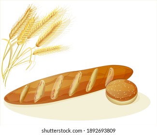 wheat ears ,loaf and bun