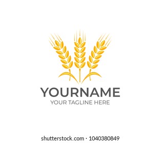 Wheat ears logo template. Cereals wheat vector design. Bakery products and bread illustration