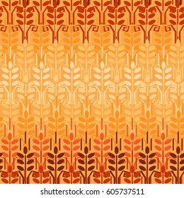 Wheat ears pattern. Vector agriculture background. Wheat field harvest
