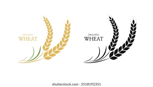 Wheat ears or rice icon. paddy wheat. laurel wreath icon. Vector illustration