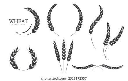 Wheat ears or rice icon. paddy wheat. laurel wreath icon. Vector illustration