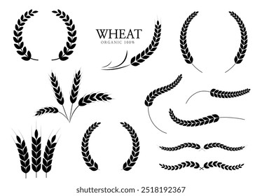 Wheat ears or rice icon. paddy wheat. laurel wreath icon. Vector illustration