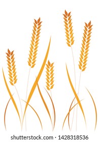 Wheat ears or rice icons set. Agricultural symbols isolated on white background.