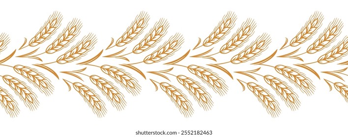 Wheat ears seamless pattern. Design element for decorating packaging of bread, pastries or flour