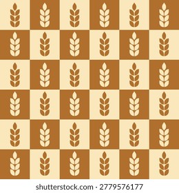 Wheat ears seamless pattern. Grain wheats, malts spike, oats, barley, rice, millet, maize, corn. Repeated beer background. Texture spikelet. Repeating design prints. Liaf patern. Vector illustration